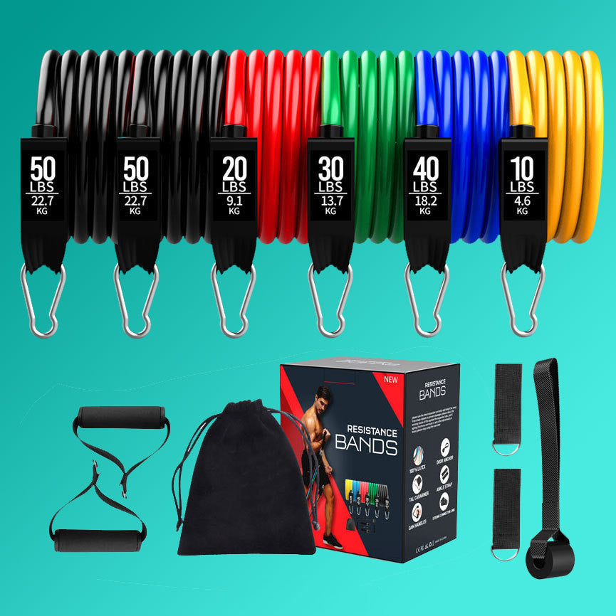 Home Fitness Equipment Tpe Latex 11 Piece Set Tensioner - EverActive Fitness