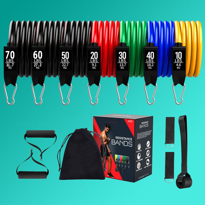 Home Fitness Equipment Tpe Latex 11 Piece Set Tensioner - EverActive Fitness