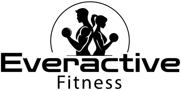 Logo of Everactive Fitness with silhouettes of a man and woman lifting weights.